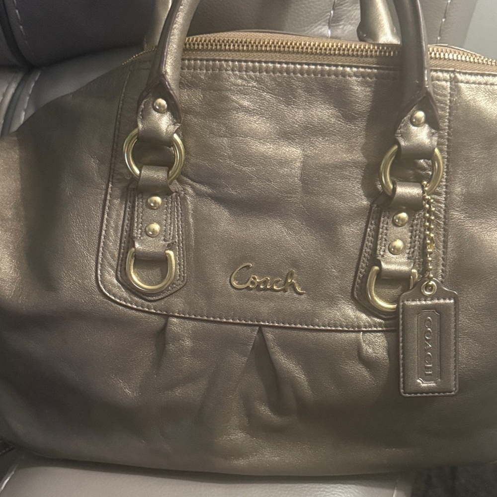Coach Asjley Gold Leather Satchel